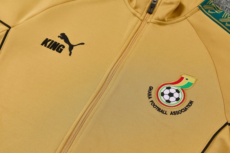 26/27 Ghana Yellow Full Zipper Jacket Tracksuit +  Black Long Pants