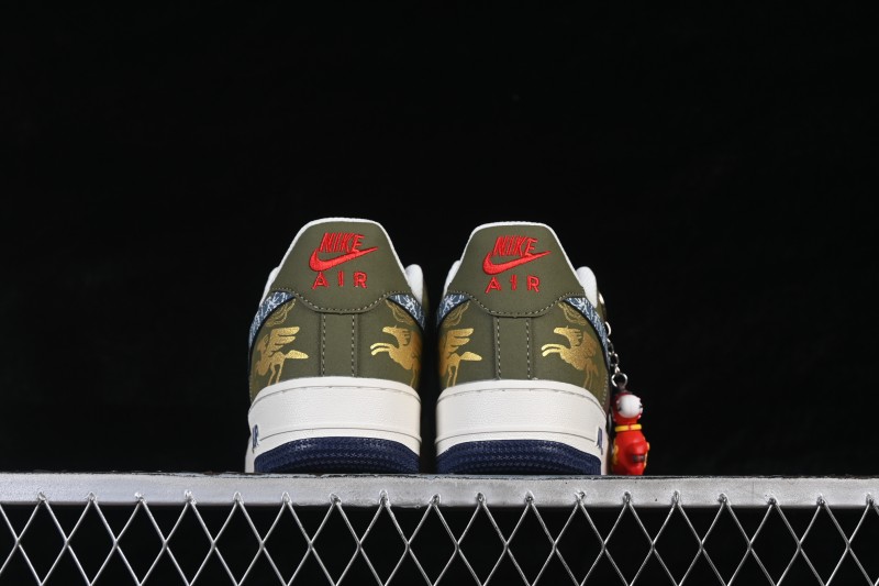Nike Air Force 1 '07 Low Year of the Horse Limited Edition Brown-Grey Woven Gold Pattern Casual Sneakers - NH0601-536