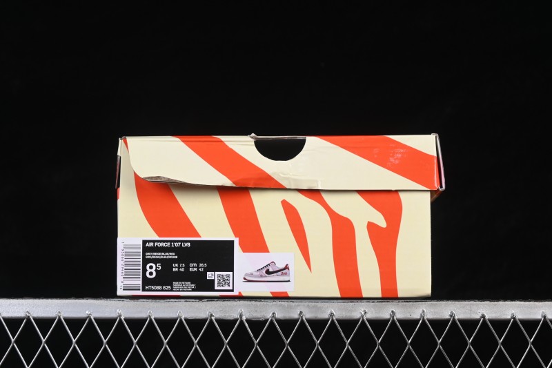 Nike Air Force 1 '07 Low Basketball Sneakers with Red and Blue Color Contrast - HT5088-625