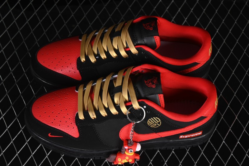 Nike SB Dunk Low Black Red Contrast Custom Low-Top Casual Skateboarding Shoes - NH0601-488