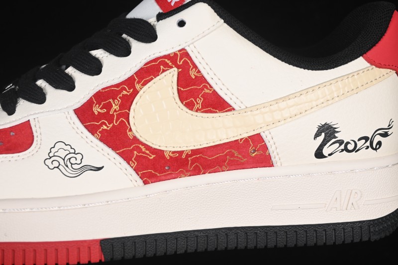Nike Air Force 1 '07 Low Red and White Contrast Color Casual Skateboarding Shoes - JP2026-156