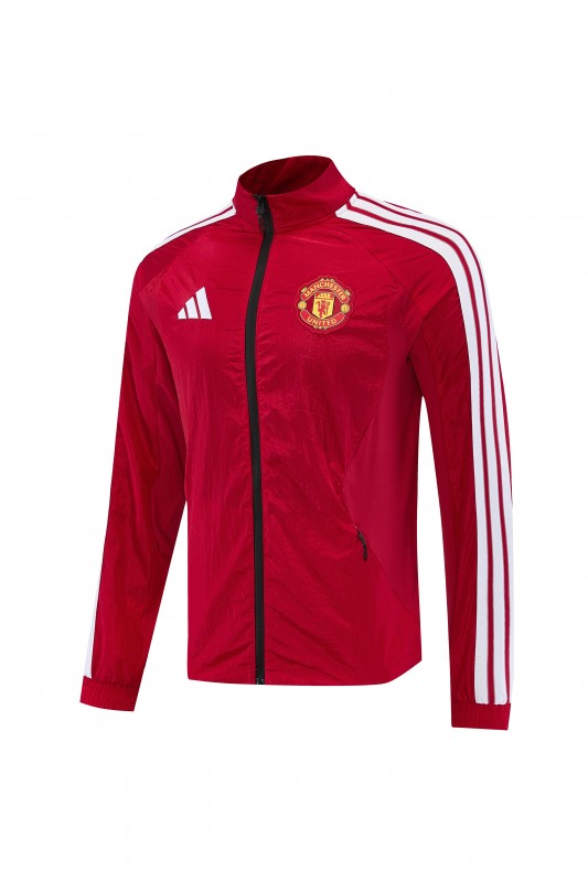 26/27 Manchester United FC Red Full Zipper Windbreaker Jacket