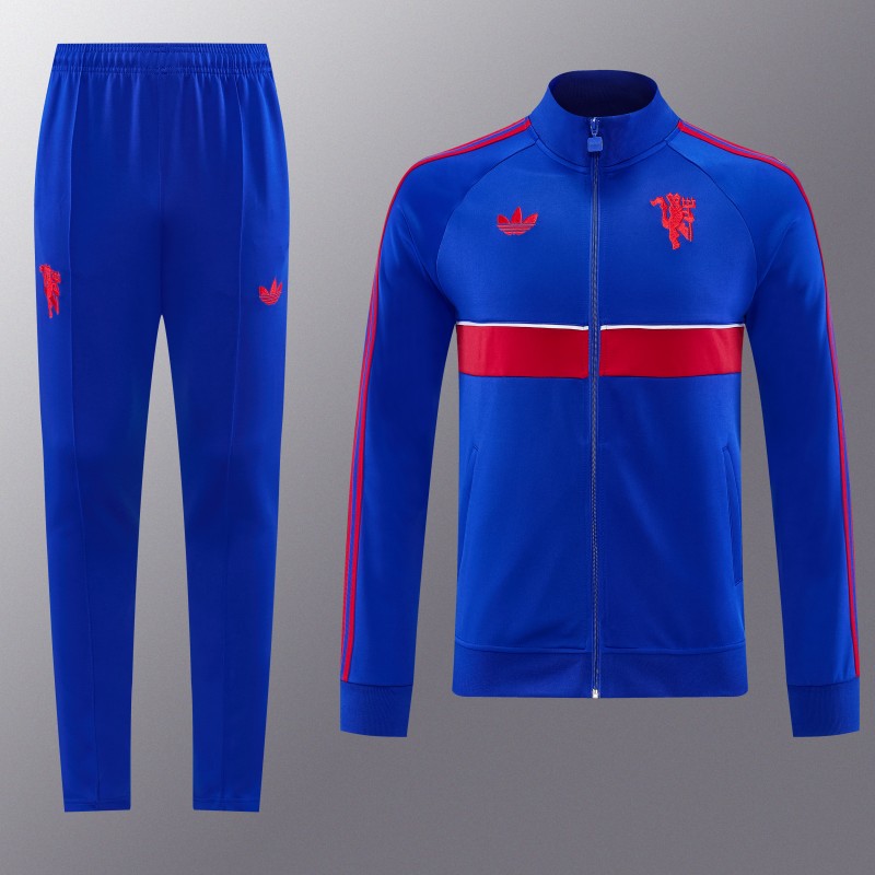 26/27 Manchester United Blue Full Zipper Jacket Tracksuit + Long Pants