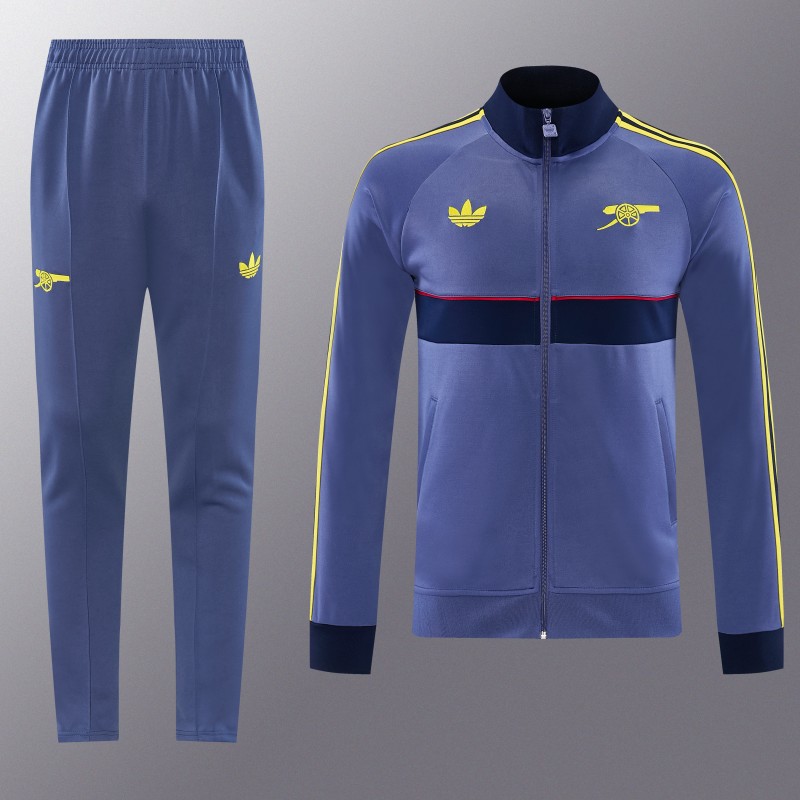 26/27  Arsenal FC Blue Grey Full Zipper Jacket Tracksuit + Long Pants