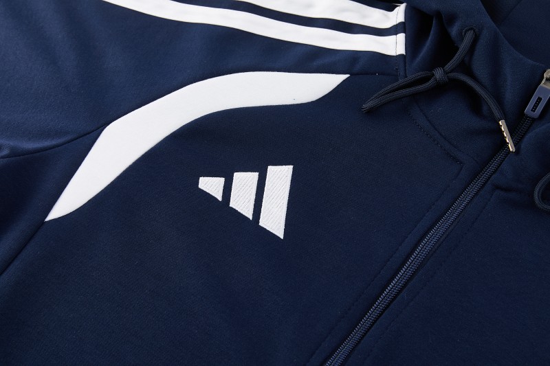 26/27 Adidas M06  Navy Blue Full Zipper Hooded Jacket Tracksuit + Long Pants