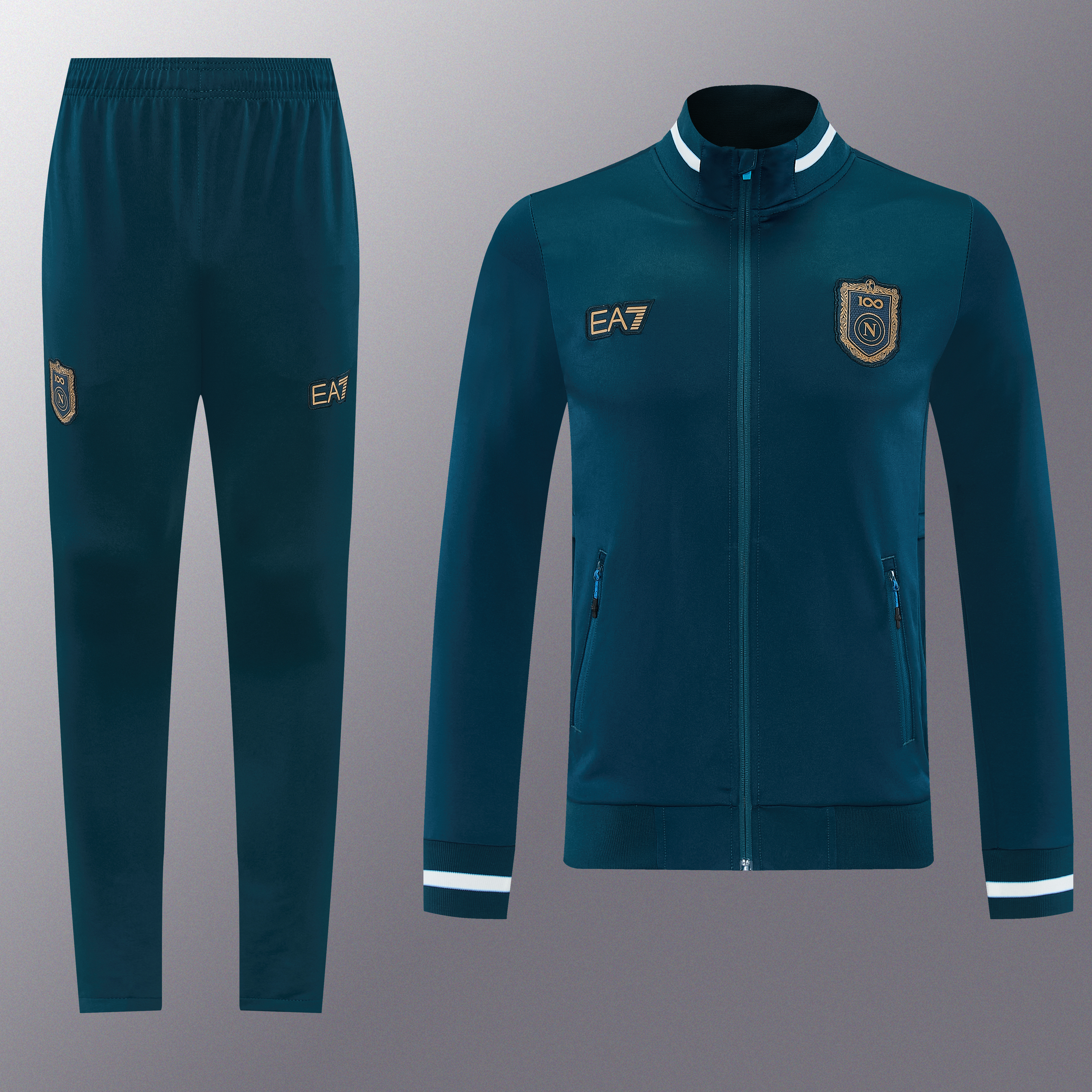 26/27 SSC Napoli Dark Green Full Zipper Jacket Tracksuit + Long Pants