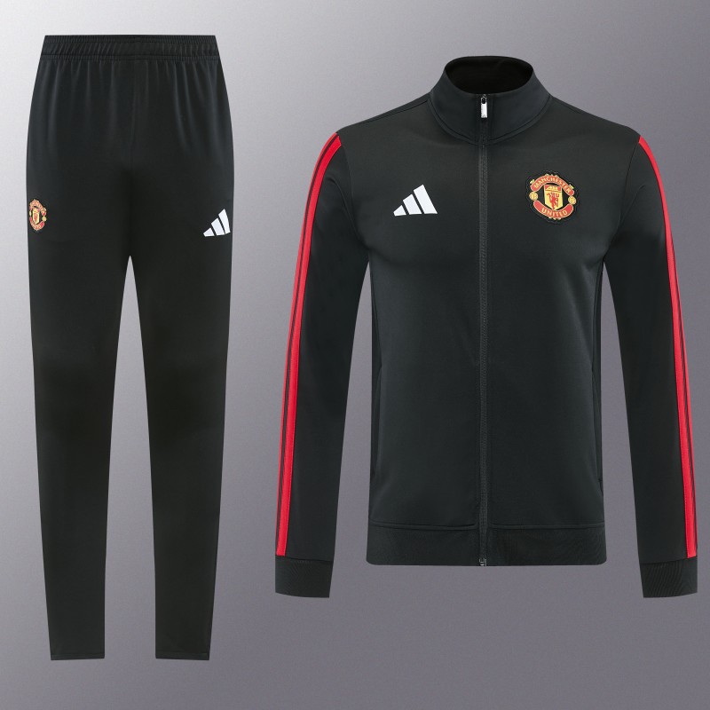 26/27 Manchester United Black Full Zipper Jacket Tracksuit + Long Pants