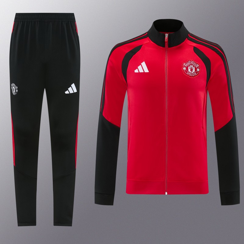 26/27 Manchester United FC  Red Full Zipper Jacket Tracksuit + Long Pants