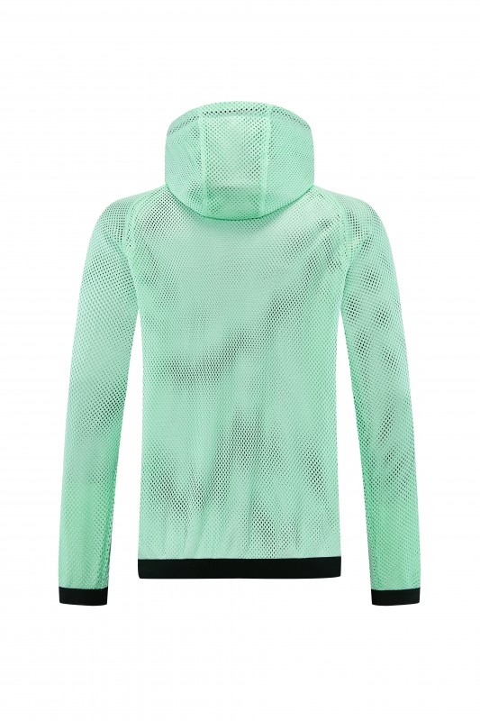 26/27 France Light Green Mesh Anthem Full Zipper Hooded Windbreaker Jacket