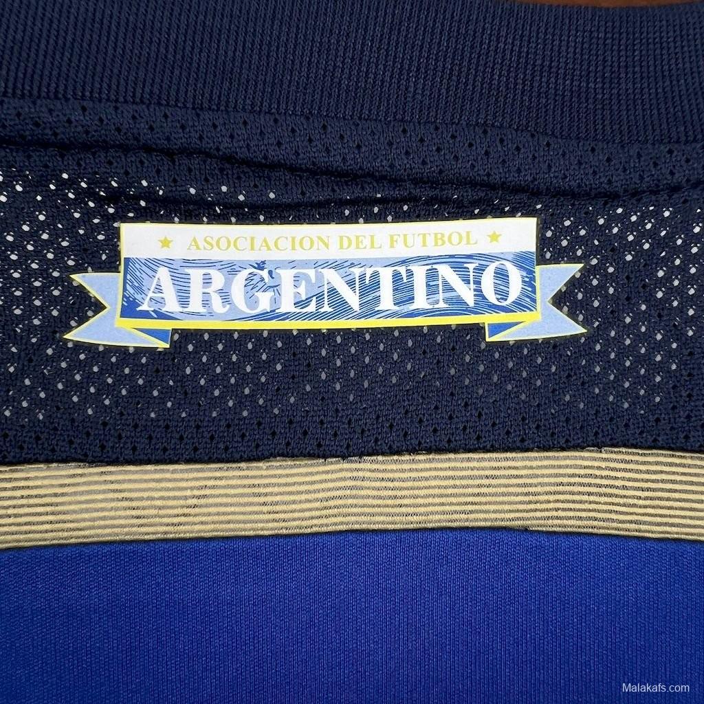 Retro 2014 Argentina Home Long Sleeve Soccer Jersey