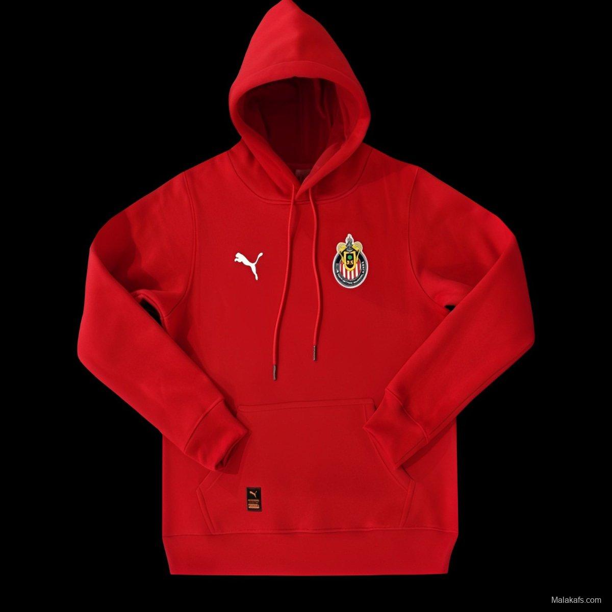 24/25 Chivas Guadalajara Navy/Red/Black/Beige/Grey Hoodie WIth Black Badge