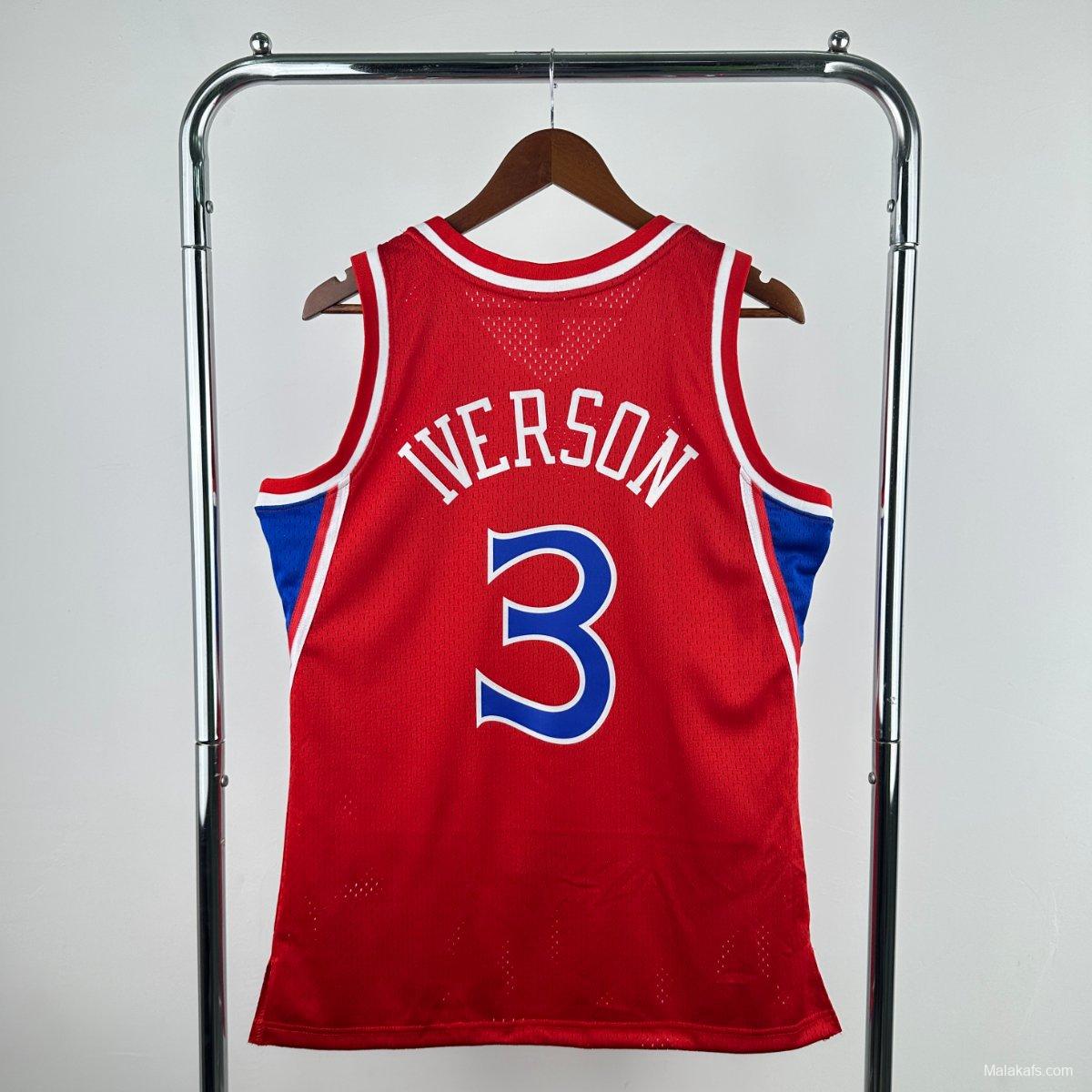 Philadelphia 76ers #3 Allen Iverson 1996/97 Mitchell & Ness Edition Red