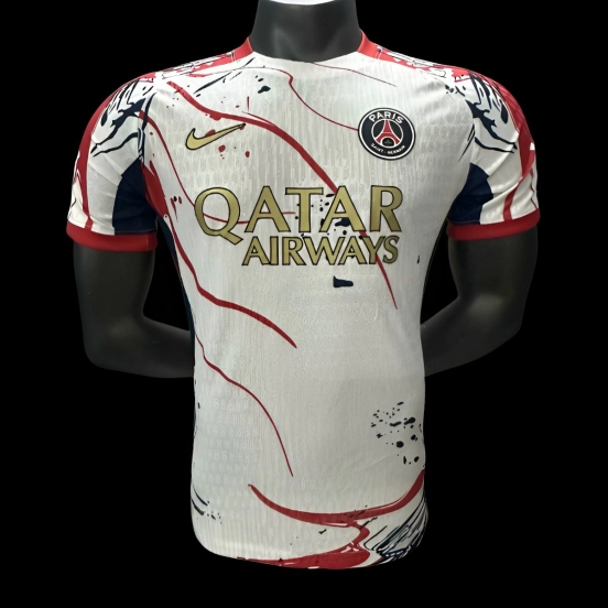 Player Version 25/26 Paris Saint-Germain White with Abstract Red Lines Jersey