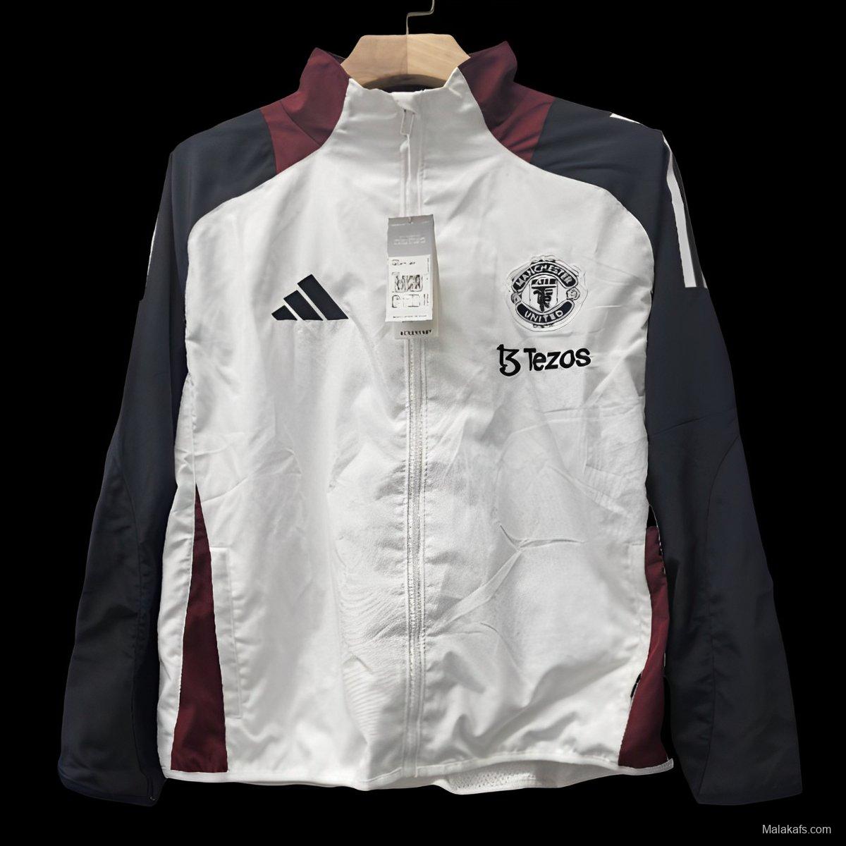 25/26 Manchester United White Heavy Trench Coat
