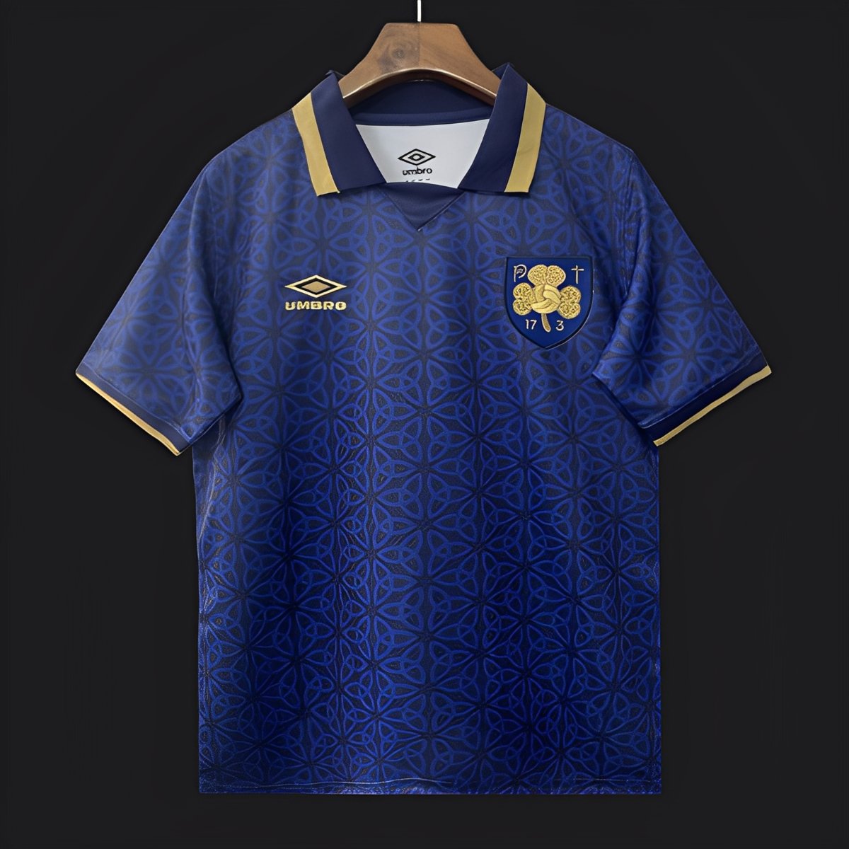 2025 Ireland Blue with Gold Trim and Geometric Pattern Jersey