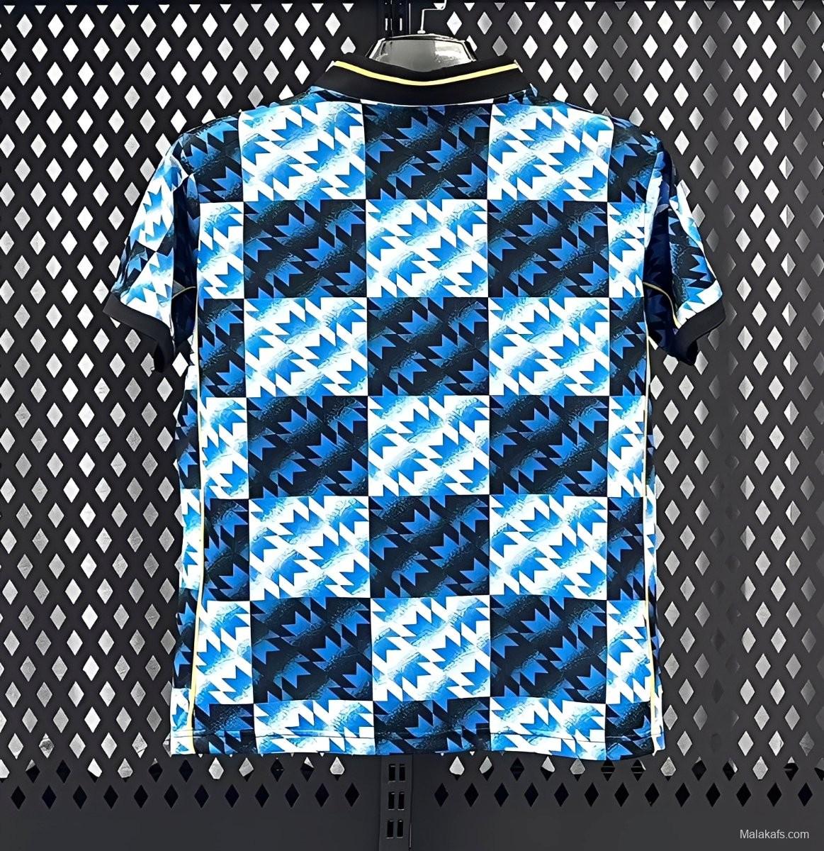 25/26 Manchester United Blue and Black with Checkerboard Houndstooth Pattern Jersey