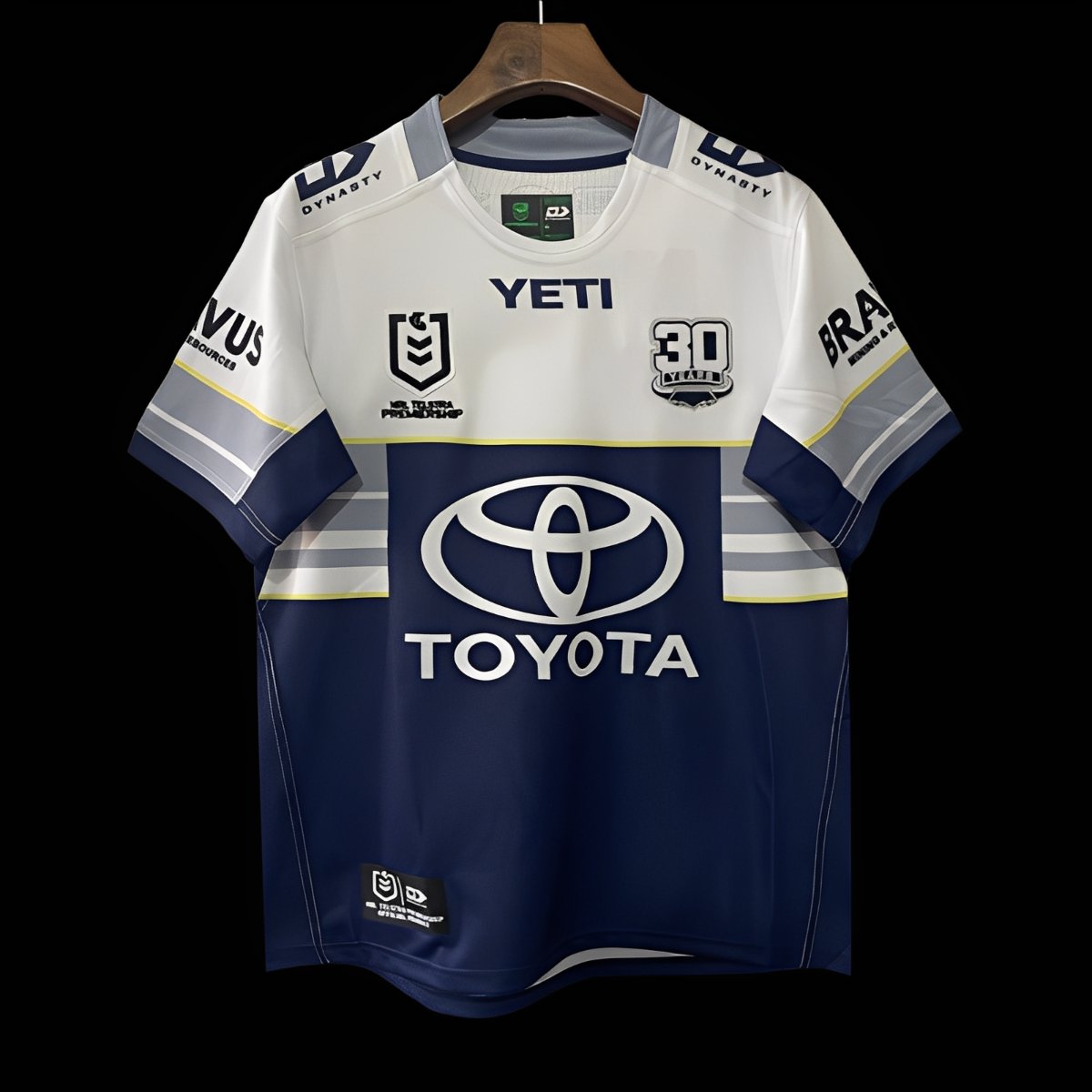 25/26 North Queensland Cowboys Navy with White and Grey Stripes Jersey