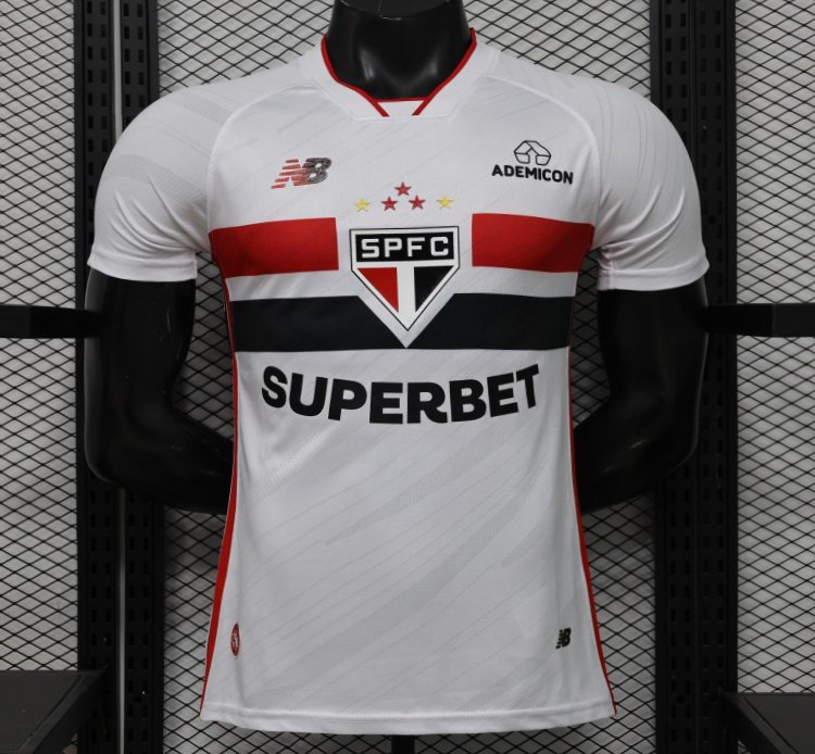 Player Version 26/27  São Paulo FC White with Red and Black Horizontal Stripes Jersey