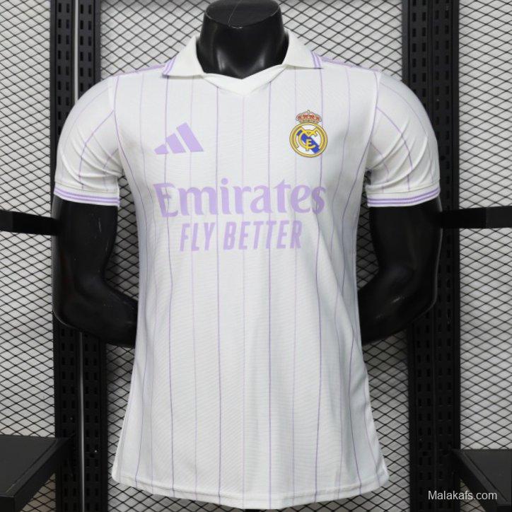 Player Version 26/27 Real Madrid Home White with Purple Pinstripe Jersey