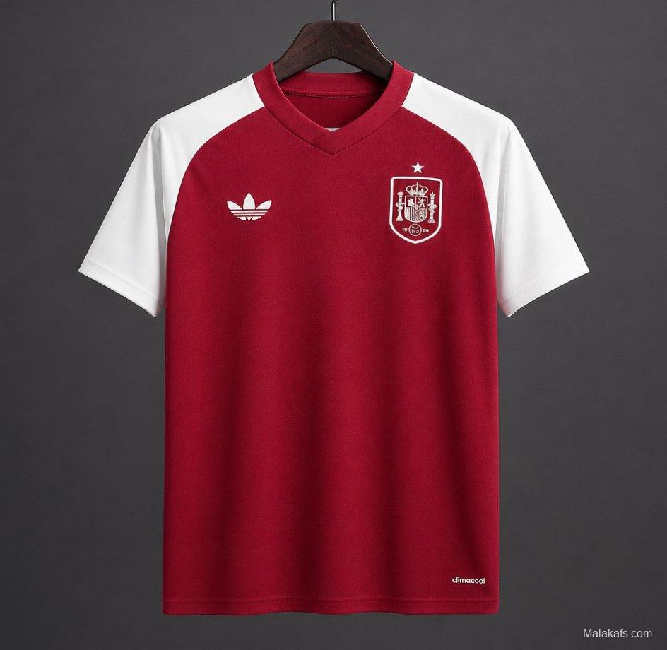2026 Spain Pre-Match Away Red&White Jersey