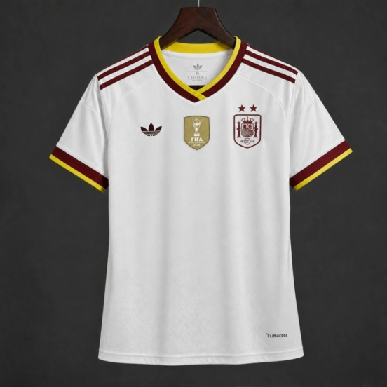 2 Star 2026 Women Spain Away White Jersey With Champion Patch