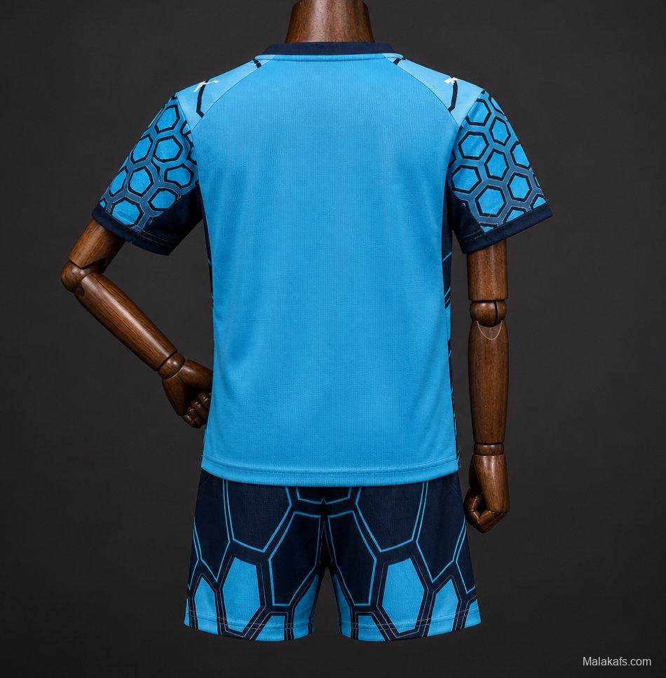 26/27 Kids Olympique Marseille Goalkeeper Bright Aqua/Club Navy Jersey