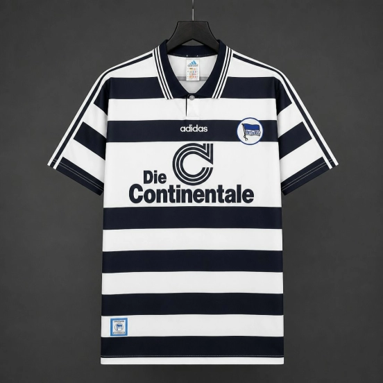 Retro 98/99 Hertha BSC Home White&Black Stripes Jersey