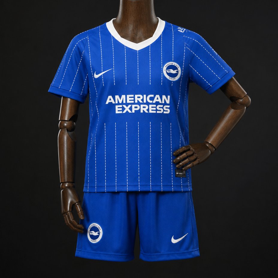 26/27 Kids Brighton Hove Aibion Home Blue Jersey Kit