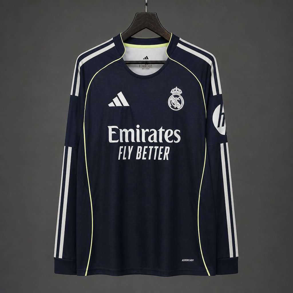 25/26 Real Madrid Away Black Long Sleeve Jersey