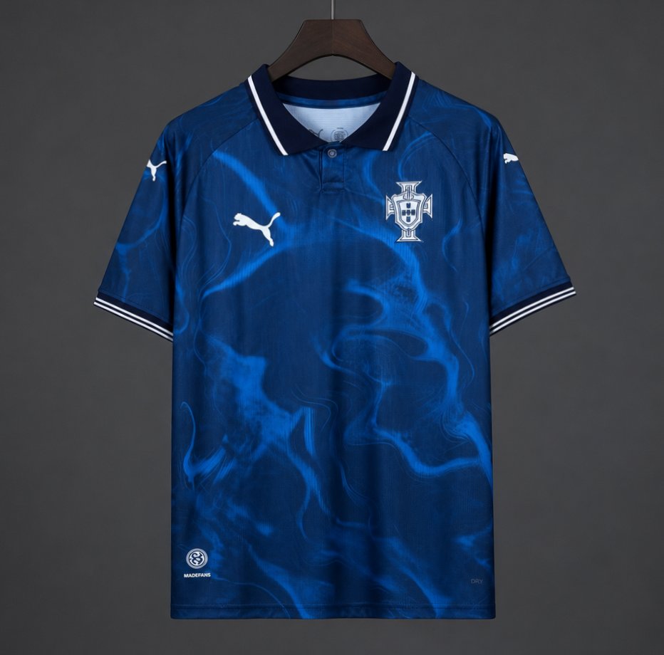 2026 Portugal Navy Blue with Blue Flame Pattern Away Jersey