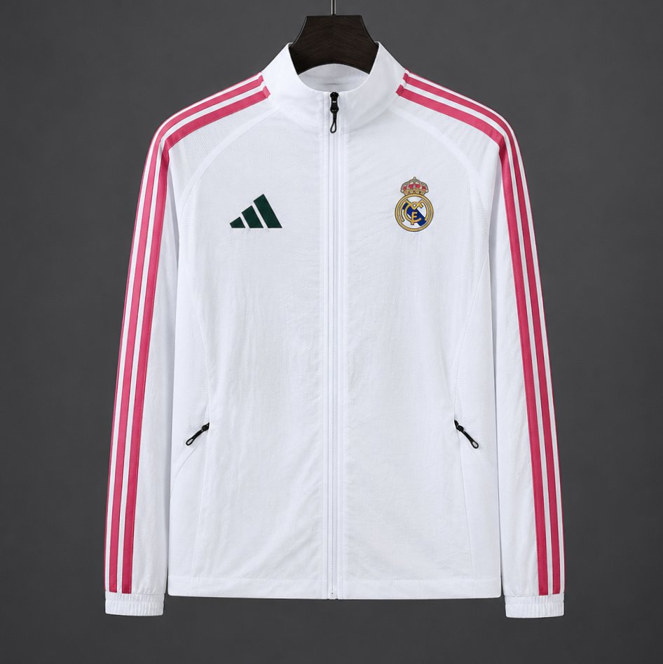 26/27 Real Madrid CF  White Full Zipper  Windbreaker Jacket