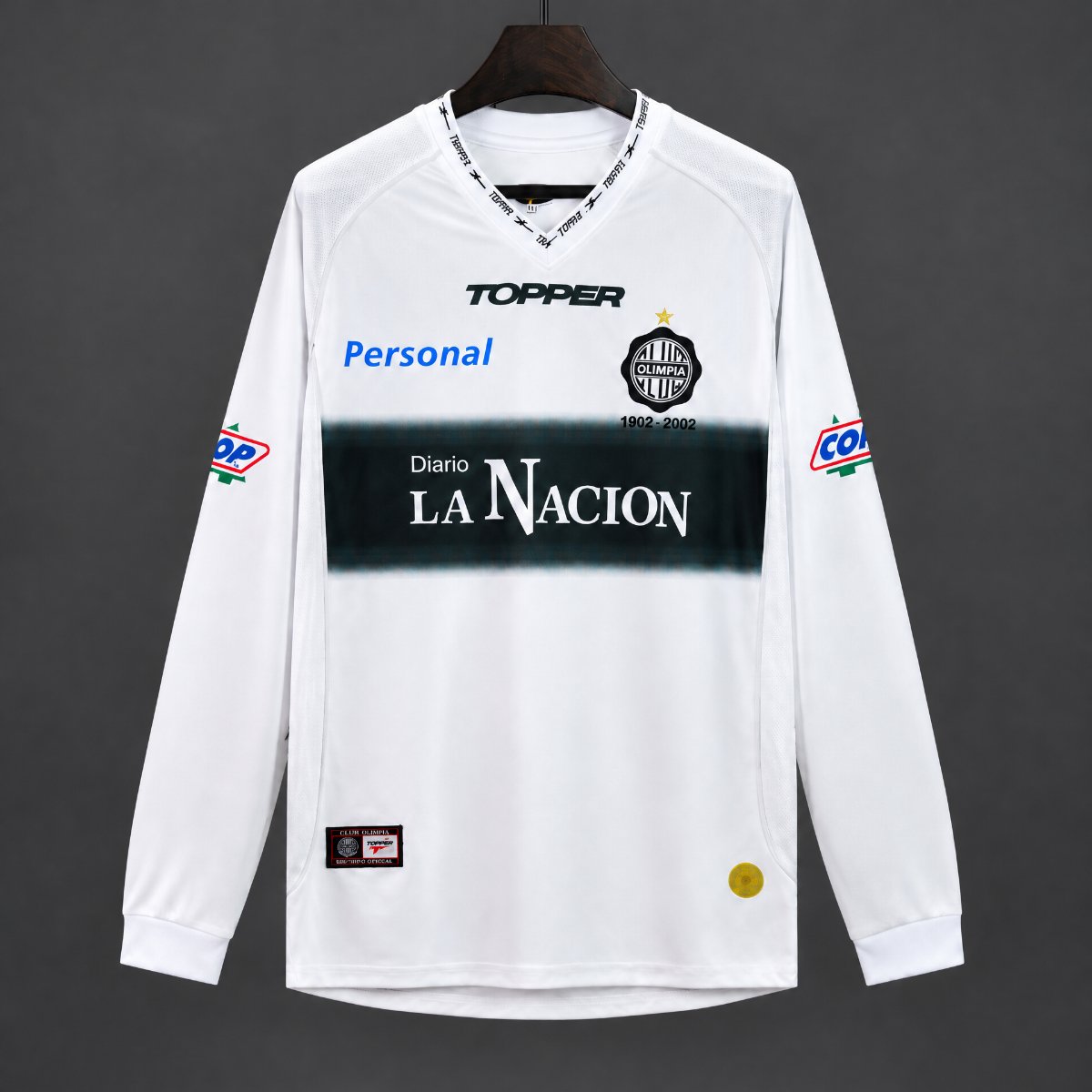 Retro 2002 Club Olimpia Home Long Sleeve White Jersey